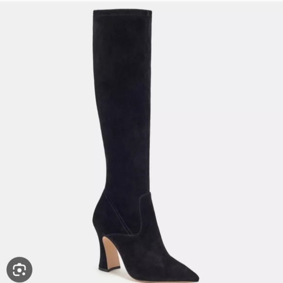 New COACH Cece Suede Tall Boots Black - Picture 3 of 8